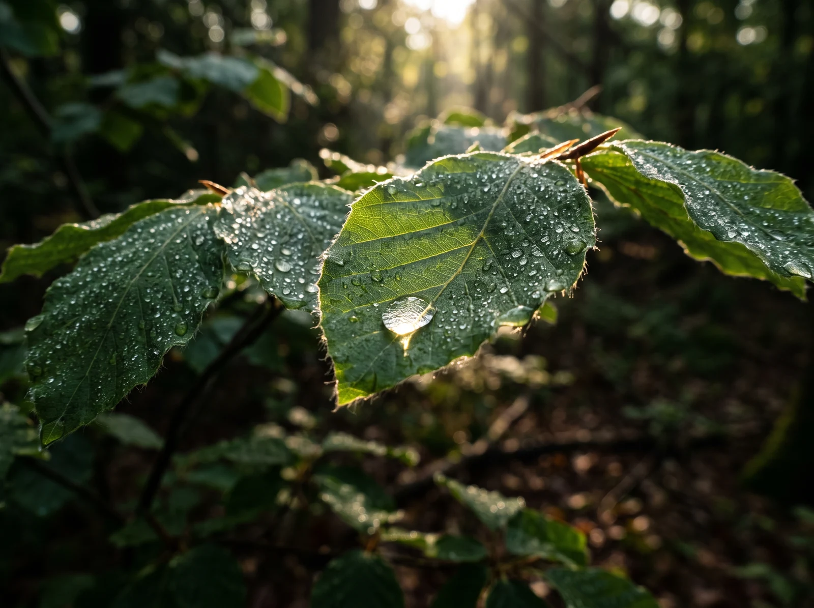 Groene bladeren met dauwdruppels, natuurlijk koudemiddel